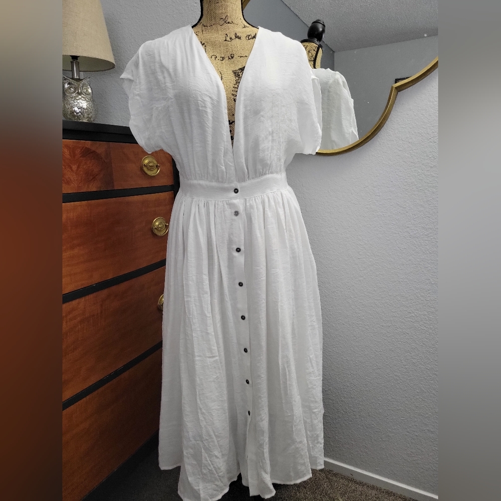 No Name Button Down White Dress. Size Large.